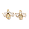 Brass Micro Pave Cubic Zirconia Bee Charms KK-A281-23G-01-1