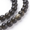 Natural Golden Sheen Obsidian Beads Strands X-G-C076-6mm-5-3