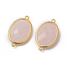Golden Tone Brass Rose Quartz Links connectors G-F339-A08-2