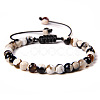 Natural Agate Round Bead Adjustable Braided Bracelets UO3136-12-1