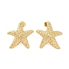 Rack Plating Brass Micro Pave Clear Cubic Zirconia Stud Earrings for Women EJEW-C125-27C-G-4