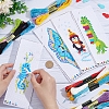 Gorgecraft 4 Sets 4 Style DIY Sea Horse/Penguin/Dinosaur/Butterfly Pattern PP Bookmarks Cross Stitch Kits DIY-FG0004-07-3