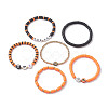 6Pcs 6 Styles Halloween Handmade Polymer Clay Beaded Stretch Bracelets Sets X1-BJEW-TA00490-4
