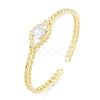 Cubic Zirconia Horse Eye Open Cuff Bangle BJEW-G651-04G-03-3
