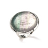 Natural Fluorite Round Adjustable Rings RJEW-K371-09S-22-2