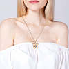 4Pcs 2 Colors Alloy Pave Cornflower Blue Glass Blank Butterfly Locket Pendant Necklaces for Women NJEW-DR0001-10-4