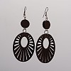 Trendy Flat Round Wood Dangle Earrings EJEW-F0090-12B-1