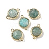 Brass Pave Natural Amazonite Faceted Flat Round Connector Charms G-U028-04G-04-1