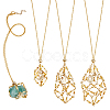 3Pcs Brass Cable Chains Macrame Pouch Necklaces NJEW-WR00006-1