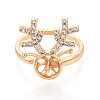 Antler Brass Micro Pave Clear Cubic Zirconia Cuff Ring Settings KK-T076-26G-2