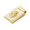 Rack Plating Brass Pave Natural Shell Rectangle Pendants KK-P279-02B-G-2