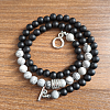 6mm Natural Map Stone & Obsidian Round Beaded OT Necklaces for Men Women DT8400-2-1