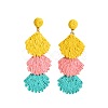 Bohemian Style Raffia Shell Shape Dangle Stud Earrings FS-WG568BC-12-1