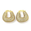 Rack Plating U-Shaped Brass Micro Pave Clear Cubic Zirconia Hoop Earrings for Women EJEW-G410-63G-1