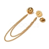 304 Stainless Steel & Dyed Stone Flower Hanging Chain Brooch JEWB-S021-01G-05-3