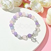 8mm Round Natural Aquamarine & Rose Quartz & Amethyst Beaded Stretch Bracelets BJEW-TA00502-2