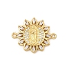 Religion Brass Micro Pave Clear Cubic Zirconia Flower Connector Charms KK-I360-008G-02-1