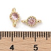 Brass Cubic Zirconia Flat Round Connector Charms KK-H204-02KCG-06-3