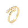 Oval Brass Micro Pave Clear Cubic Zirconia Open Cuff Rings for Women RJEW-G343-24G-4