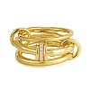 Brass Micro Pave Cubic Zirconia Finger Rings FS-WG6545E-03-2