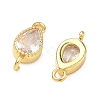 Brass Pave Cubic Zirconia Teardrop Connector Charms KK-P348-09G-03-2