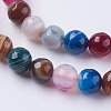 Natural Striped Agate/Banded Agate Beads Strands G-G581-8mm-17-3