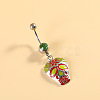 316L Surgical Stainless Steel Pave Cubic Zirconia Enamel Dangle Curved Barbell Belly Rings FS-WGB5546-02-1