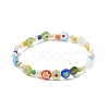 2Pcs 2 Style Natural Pearl & Lampwork Flower & Glass Seed Beaded Stretch Bracelets Set for Women BJEW-JB09101-6