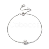 Brass Micro Pave Clear Cubic Zirconia Charms Bracelets BJEW-JB05400-2