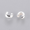 Silver Color Plated Brass Crimp End Beads Covers for Jewelry Making X-KK-H289-NFS-NF-2