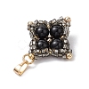 Natural Black Onyx(Dyed & Heated) & Glass Seed Beaded Woven Pendants PALLOY-MZ00365-05-4