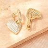 Brass Micro Pave Clear Cubic Zirconia Hoop Dangle Earrings EJEW-G471-30D-G-3