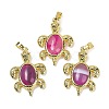 Natural Banded Agate(Dyed & Heated) & Brass Pendants KK-F887-01G-09-1