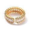 Brass with Cubic Zirconia Open Cuff Rings RJEW-B053-06-3