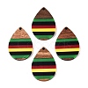 Jamaican Colour Epoxy Resin & Walnut Wood Pendants RESI-N039-122O-1