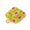 Square Handmade Millefiori Glass Pendants PALLOY-JF02486-4