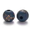 Painted Natural Wood Beads WOOD-N006-03B-07-2