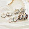 8Pcs 8 Style Rhinestone Tennis Chains Stretch Rings Set for Women RJEW-FI0001-02-7