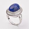 Natural Lapis Lazuli Finger Rings RJEW-P122-18-2