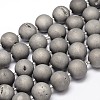 Round Electroplated Natural Druzy Geode Quartz Crystal Beads Strands G-A143B-18mm-04-1