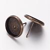 Antique Bronze Plated Brass Ear Stud Bezel Settings X-KK-H720-AB-NR-2