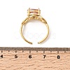 Brass Micro Pave Glass Cuff Rings for Women RJEW-K312-05G-5