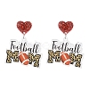 1Pair Leopard Print Heart Mother Sports Acrylic Dangle Stud Earrings EJEW-FS0001-22A-1