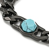 304 Stainless Steel & Synthetic Turquoise Polygon Link Bracelets for Women BJEW-G717-16B-03-2