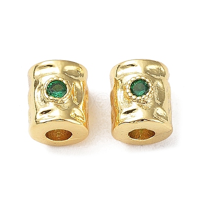 Brass Micro Pave Cubic Zirconia Beads KK-A189-07G-1