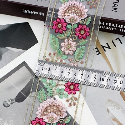 10 Yards Polyester Embroidery Flower Ribbon PW-WG85181-04-1