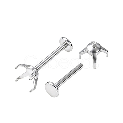 304 Stainless Steel Prong Earring Settings SA-CBA8B85-11D-03-1