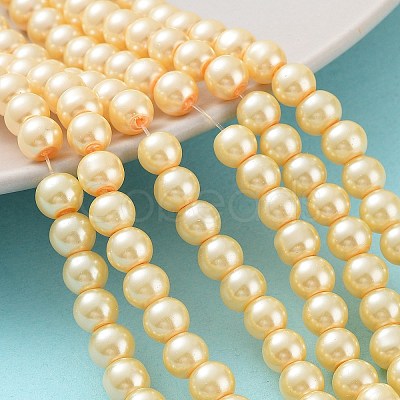 Baking Paint Pearlized Glass Pearl Round Bead Strands HY-Q003-6mm-61-1