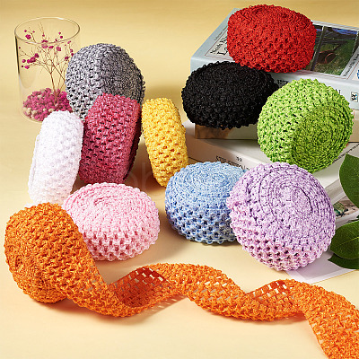 2 Rolls 2 Sizes Polyester Elastic Ribbon EW-TA0001-02H-1