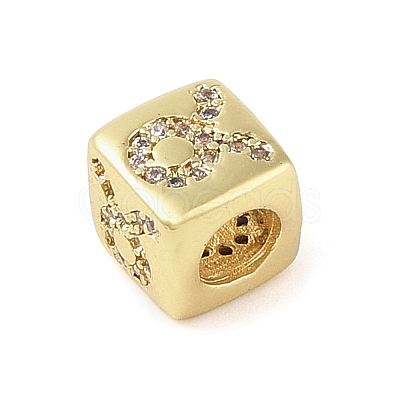 Brass Micro Pave Clear Cubic Zirconia European Beads KK-K368-01G-02-1